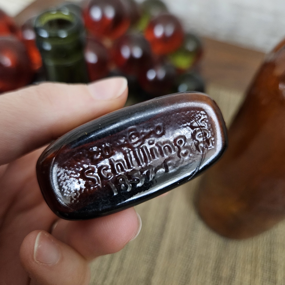 Vintage Glass Bottles Schilling McCormick Purex Vintage Amber Found Objects - Picture 6 of 10
